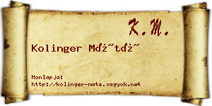 Kolinger Máté névjegykártya